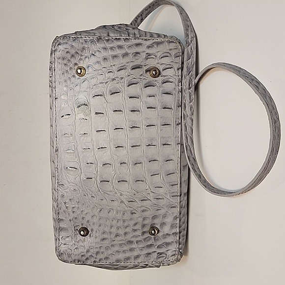 MERCI MARIE Italian Croc Embossed Gray Leather Handbag - Picture 5 of 10